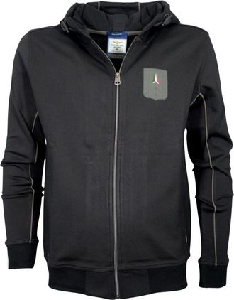 Aeronautica Fe 2064Uf 00667 Hooded Sweatshirt - Heren - Vesten met rits - Zwart - 3XL - Polyester - Hoodies & sweatvesten
