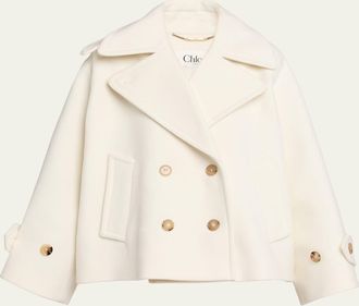 Chlo&eacute; Double-Breasted Wool Peacoat