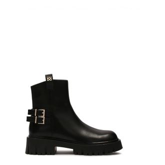 Kazar Schoenen, Dames, Zwart, 36 EU, Leer, Leren laarzen met rits op een dikke zool