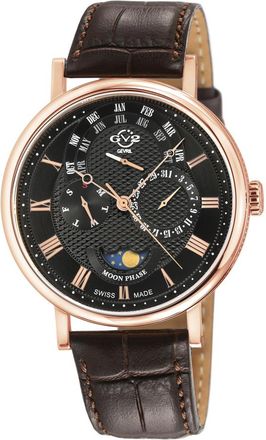 Gevril Group Maestro Quartz Moon Phase Grey Dial Mens Watch 43604