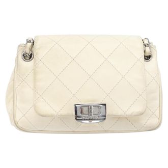 Chanel Mademoiselle Lock Accordion Flap Quilted Lambskin Beige Leather Handbag (Pre-Owned)