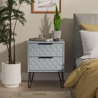 Lewis's Harlequin 2 Drawer Bedside in Denim Blue - Ready Assembled - Lewiss Home | TJ Hughes