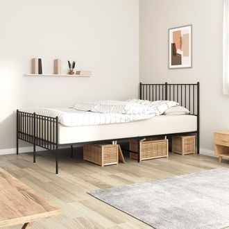 Berkfield Home Metal Bed Frame with Headboard & Footboard Black 120x190 cm Small Double