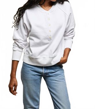 perfectwhitetee Bowen Button-Front Sweatshirt In White