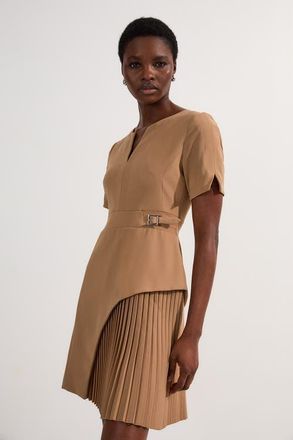 Karen Millen Military Pleat Mini Dress in Camel at Nordstrom, Size 10