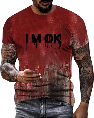 Generic Halloween Problem Solved Tshirt Im Fine Tshirt Blood Short Sleeve Shirt Stain Hand Blood Splash Halloween T-Shirt Problem Solved Halloween T-Shirt Blo