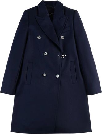 Fay Cappotto in Panno di Lana e Cashmere - Dames - Mantel - Blauw - XL - Wol - Jassen