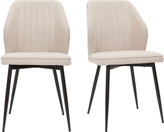 Miliboo Miliboo - Set De 2 Sillas De Dise&ntilde;o De Tejido Efecto Aterciopelado Beige Y Metal Negro Fanette
