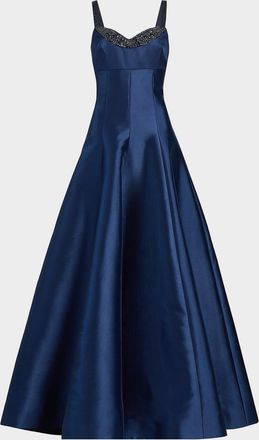 Theia Alba Beaded Mikado Sweetheart Gown