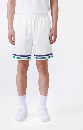 Casablanca Shorts in seta con motivo monogram e coulisse in vita