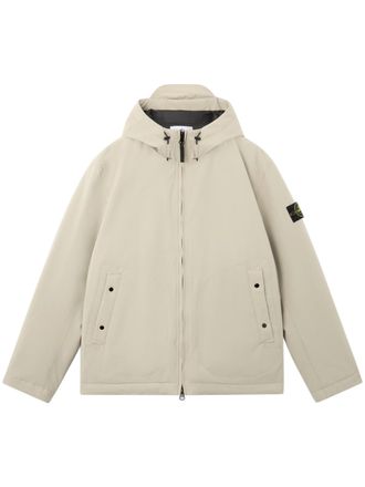 Stone Island Short Minimalist Parka with Adjustable Cuffs and Distinctive Patch