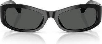 Tory Burch 55mm Rectangular Sunglasses in Black /Dark Grey at Nordstrom