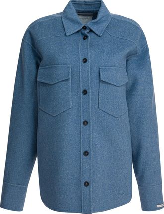 Sportmax Virgin Wool Overshirt Jacket Jackets And Coats Light Blue-Donna