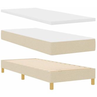 vidaXL Cama Tipo Box Spring Con Cabecera Crema 80 X 200 Cm Tela Vidaxl