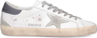 Golden Goose Worn-In White Leather Sneakers With Grey Suede Accents