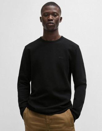 HUGO BOSS Mens BOSS Orange Tempesto Mens Regular Fit Long Sleeve T-shirt with embroidered logo - Black - Size: 42