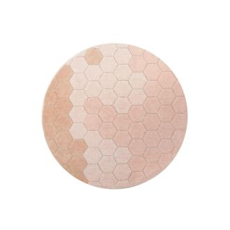 Lorena Canals Alfombra lavable nido de abeja en algod&oacute;n rosa &oslash; 140 cm