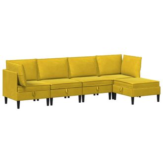vidaXL Juego De Muebles De Sal&oacute;n Con Coj&iacute;n 5 Pcs Amarillo Terciopelo Vidaxl