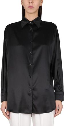 Tom Ford Stretch Zijden Satijnen Relaxed Fit Shirt - Dames - Overhemden - Zwart - M - Satijn - Overhemden