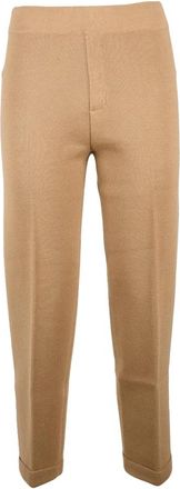 KANGRA Pantalone Tuta in maglia - Dames - Slim Fit Broeken - Bruin - XS - Wol - Broeken