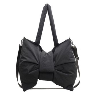 Generic Women Bowknot Shaped Shoulder Bag Adjustable Strap Nylon Underarm Bag Solid Color Handbag Large Capacity Satchel Purse for Travel Shopping (03)