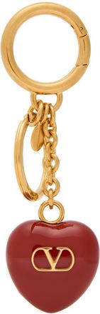 Valentino Garavani Vlogo Heart Enamelled Keyring - Red - One Size