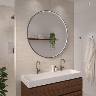 Bernacchini SP24 spiegel - &Oslash;100 cm - indirecte LED - spiegelverwarming - Metal black geborsteld (antraciet)