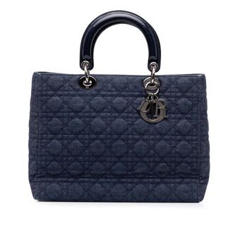 Dior Pre-owned Dior Large Denim Cannage Lady Satchel Ladies 1AO8QF1XPGOZP9RQ