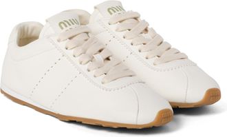Miu Miu Plume Nappa Leather Sneakers, Woman, Ivory, Size 34,5