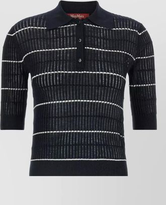Max Mara silk wool ribbed short-sleeve polo shirt