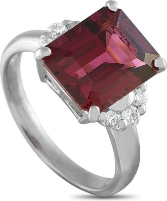 Luxury Bazaar Platinum 0.20ct Diamond Ring and Rubellite Ring MF24-101725