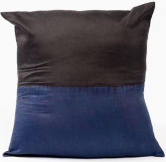 Studio Variously Aakar Mor Black and Indigo Color Block Mulberry Silk Pillow - Cover + Insert in Black /Indigo at Nordstrom