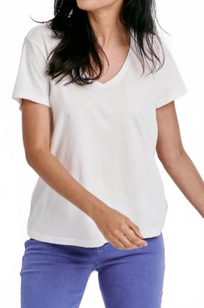 Dear John Denim Madi V-Neck Jersey Short Sleeve Tee In White