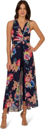 Adrianna Papell Womens Printed Chiffon Jumpsuit - Multicolour - Size 10 UK