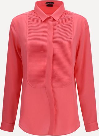 Tom Ford Camicia da smoking in seta con plastro a pieghe Woman 38