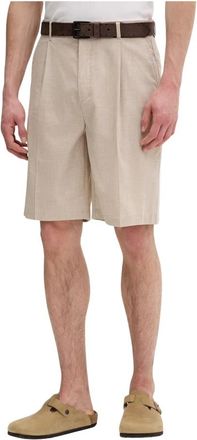 Les Deux Reece Linnen Shorts - Heren - Korte Broeken - Beige - W33 - Linnen - Korte Broeken
