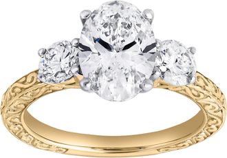 LuvMyJewelry Caldria 14K Gold 2.65 Ct Oval Lab Grown Diamond Engagement Ring