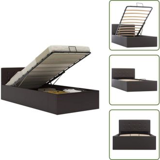 vidaXL The Living Store Giroletto con Contenitore Idraulico Grigio Similpelle 100x200cm - Letto con contenitore
