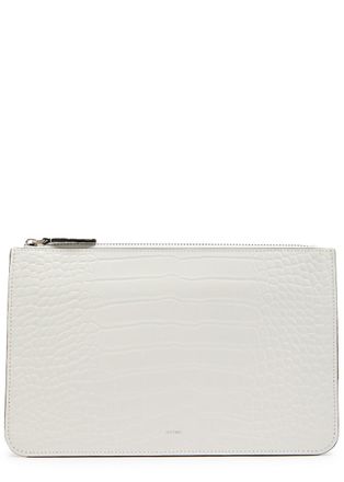 Toteme Crocodile-embossed Leather Clutch - White - One Size