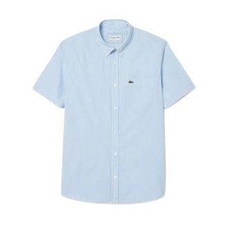 Lacoste Korte Mouw Regular Fit Gingham Shirt - Heren - Korte mouwen Overhemden - Blauw - 3XL - Katoen - Overhemden