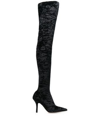 PARIS TEXAS velvet stiletto thigh-high boots - Black
