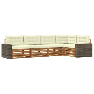 vidaXL Conjunto De Sof&aacute;s De Exterior 5 Pcs Natural Y Crema Vidaxl