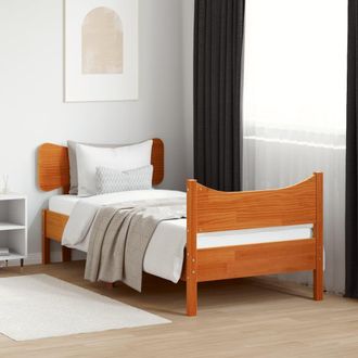 Berkfield Home Bed Frame without Mattress Wax Brown 75x190 cm Small Single Solid Wood Pine