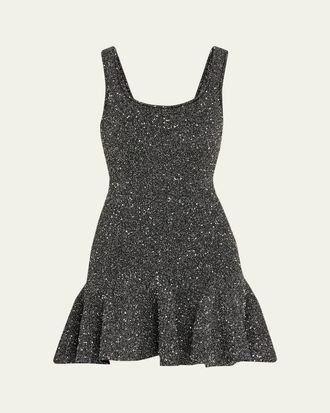 LoveShackFancy Sarajane Sequined Stretch Knit Mini Dress