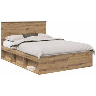 vidaXL Estructura De Cama Con Cabecera Roble Artesanal 140 X 190 Cm Vidaxl