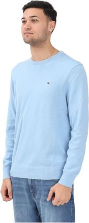 Tommy Hilfiger Rondgebreide trui - Heren - Ronde hals truien - Blauw - S - Katoen - Truien & Vesten