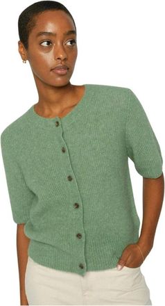 Mos Mosh MMThora V-Neck Knit Cardigan - Dames - Vesten - Groen - S - Wol - Truien & Vesten