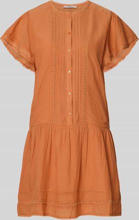 Pepe Jeans London Mini-Freizeitkleid aus Baumwoll-Viskose-Mix Modell DESTIN in Hellbraun, Gr&ouml;&szlig;e XS