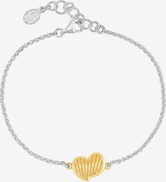 Dower & Hall Humbug Heart Chain Bracelet in Silver And Gold at Nordstrom, Size 7.5