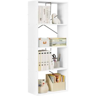 Woltu Woltu - Libreria. Scaffale per Soggiorno. Portaoggetti a 4 Ripiani. Organizzatore per Studio. Mobile Multiuso Moderno Bianco